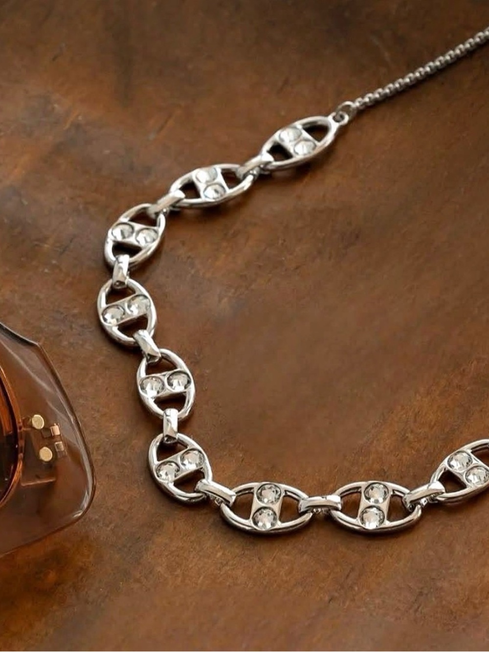 Touchstone Crystal by Swarovski GAZE rhodium plated necklace white crystals BNIB
